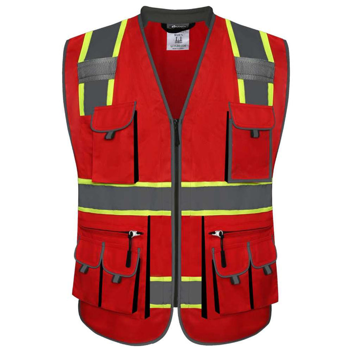 JKSafety 10 Pockets Two-Tone Hi-Vis Reflective Safety Vest (JK089-EV)