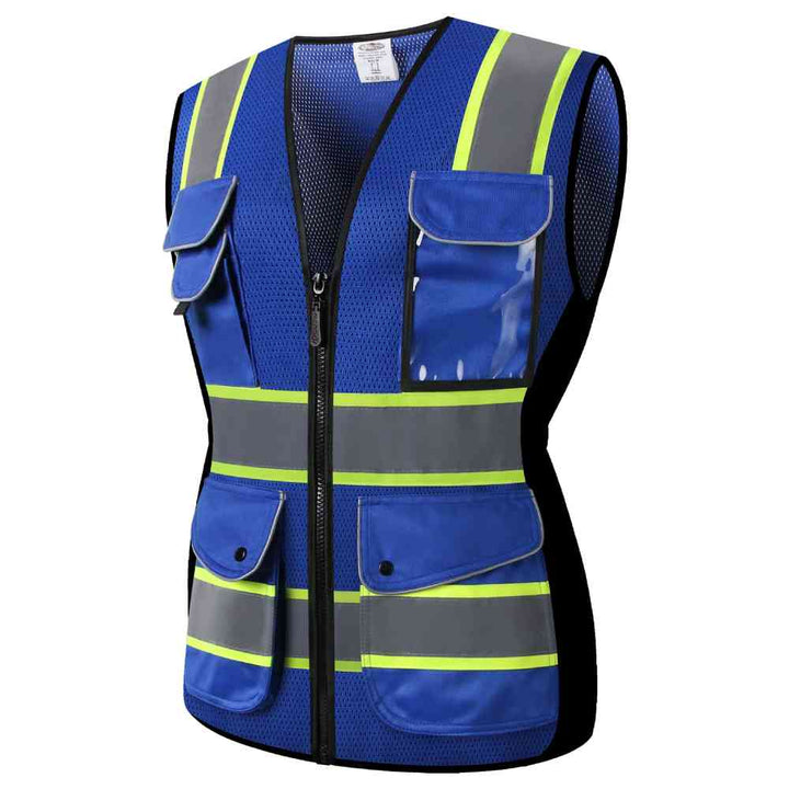 JKSafety 9 Pockets Women Mesh Two-Tone Hi-Vis Reflective Safety Vest (JK168-EV)