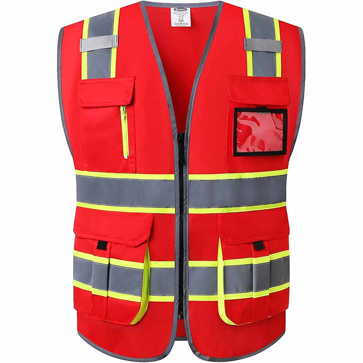 JKSafety 7 Pockets Two-Tone Hi-Vis Reflective Safety Vest (JK130)