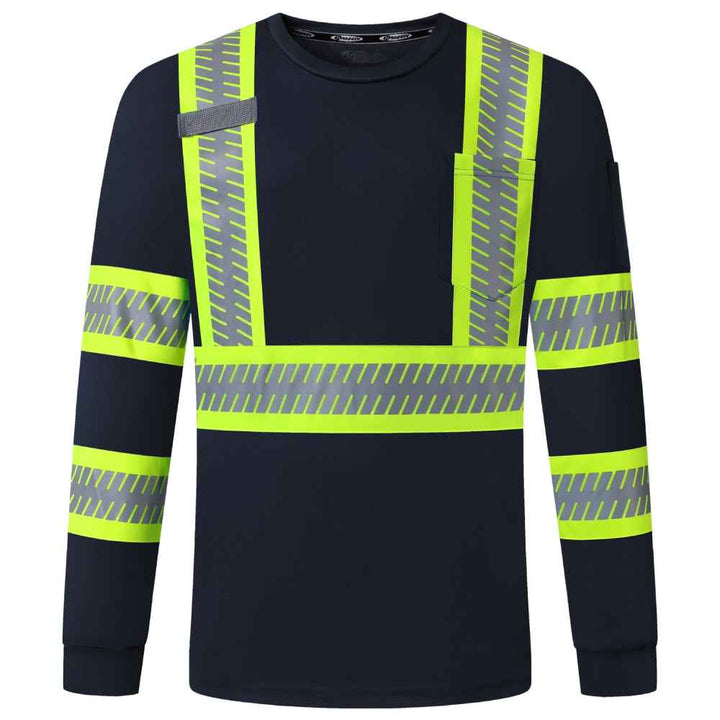 JKSafety Hi-Vis Two-Tone Safety Shirt with Long Sleeve, Crew Neck (JKT091)