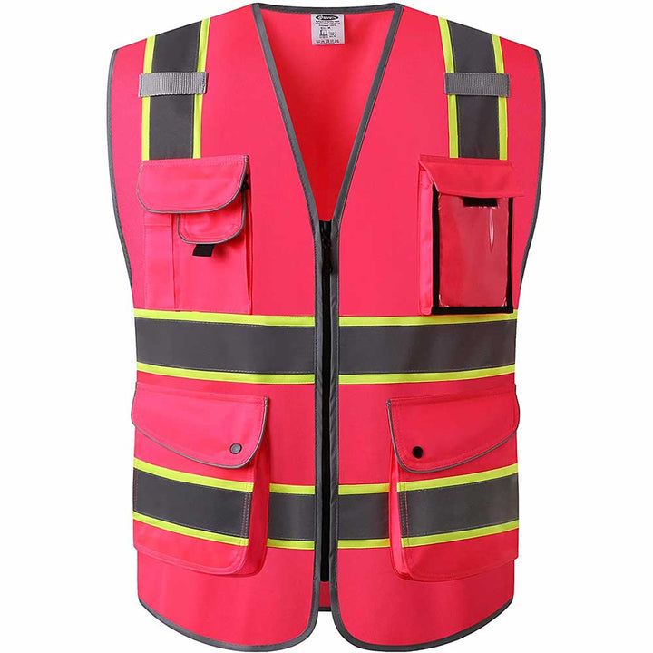 JKSafety 9 Pockets Two-Tone Hi-Vis Reflective Safety Vest (JK901-EV)