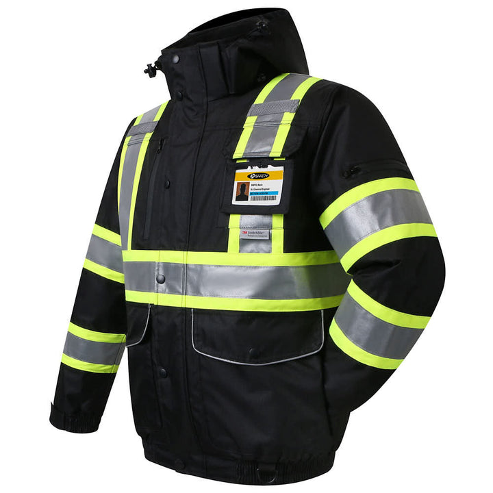 JKSafety 10 Pockets Waterproof Hi-Vis Reflective Winter Bomber Jacket (JK118-EV)