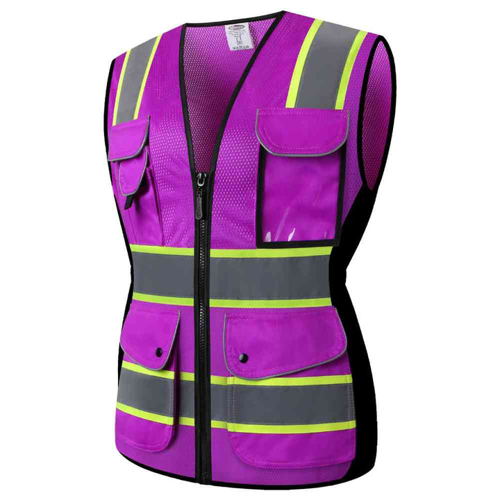 JKSafety 9 Pockets Women Mesh Two-Tone Hi-Vis Reflective Safety Vest (JK168-EV)