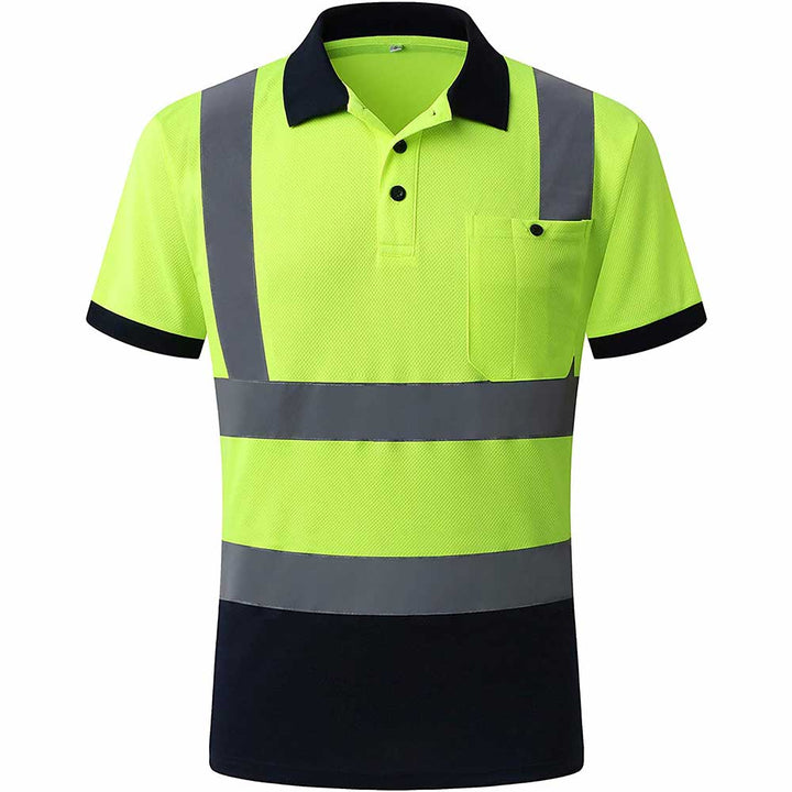 JKSafety Hi-Vis Reflective Safety Polo Shirt Short Sleeve, Black Bottom (JKP066)