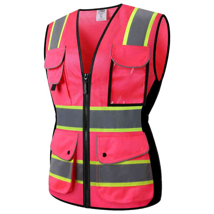 JKSafety 9 Pockets Women Mesh Two-Tone Hi-Vis Reflective Safety Vest (JK168-EV)