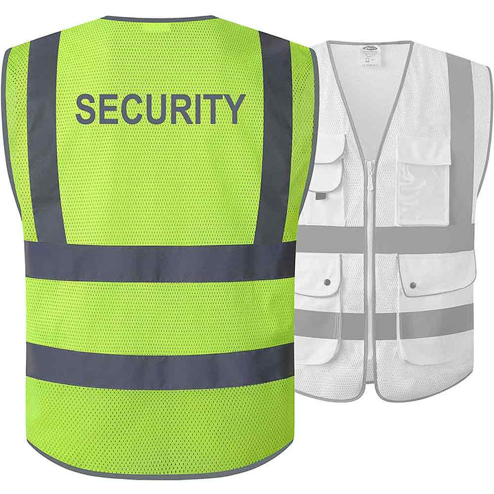 JKSafety 9 Pockets Mesh Hi-Vis Reflective Safety Vest, Security (JK200-SEC-C2)