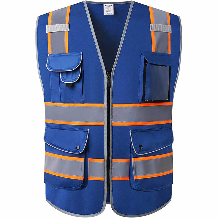 JKSafety 9 Pockets Two-Tone Hi-Vis Reflective Safety Vest (JK901-EV)