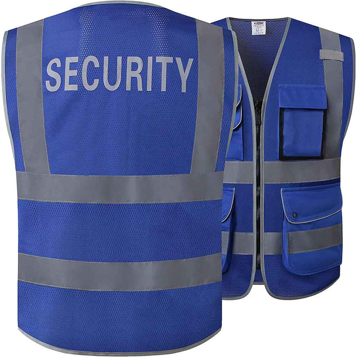 JKSafety 9 Pockets Mesh Hi-Vis Reflective Safety Vest, Security (JK200-SEC-EV)