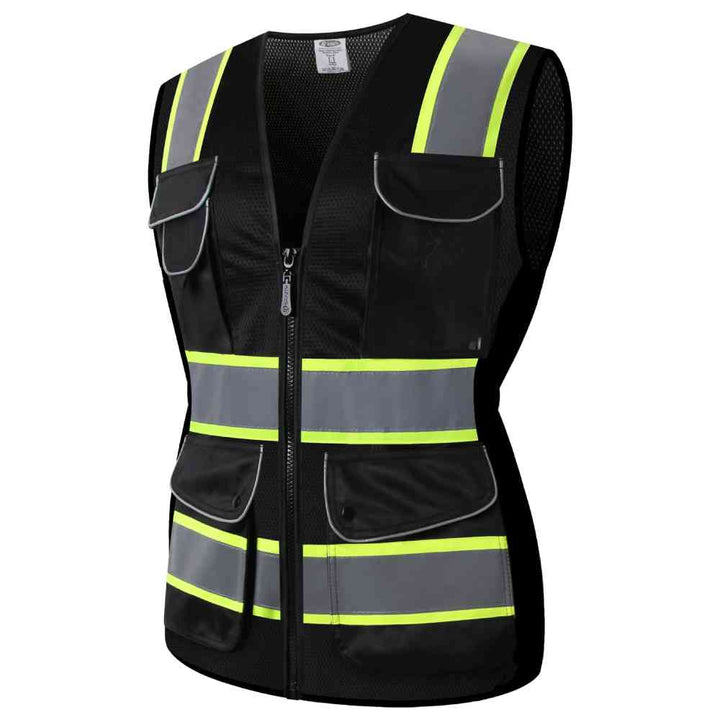 JKSafety 9 Pockets Women Mesh Two-Tone Hi-Vis Reflective Safety Vest (JK168-EV)