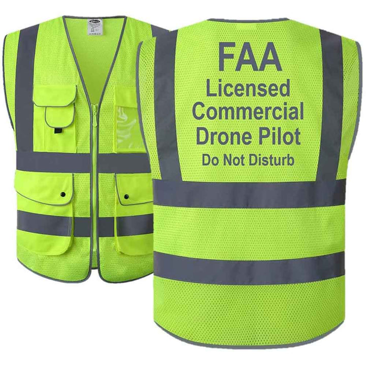 JKSafety 9 Pockets Mesh Hi-Vis Reflective Safety Vest, FAA Drone Pilot (JK210-FAA-C2)