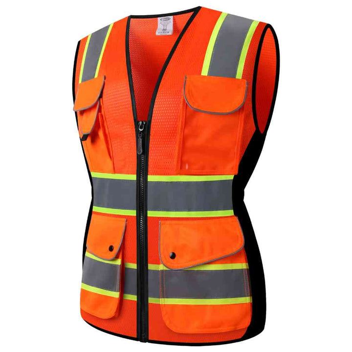 JKSafety 9 Pockets Women Mesh Two-Tone Hi-Vis Reflective Safety Vest (JK168-C2)