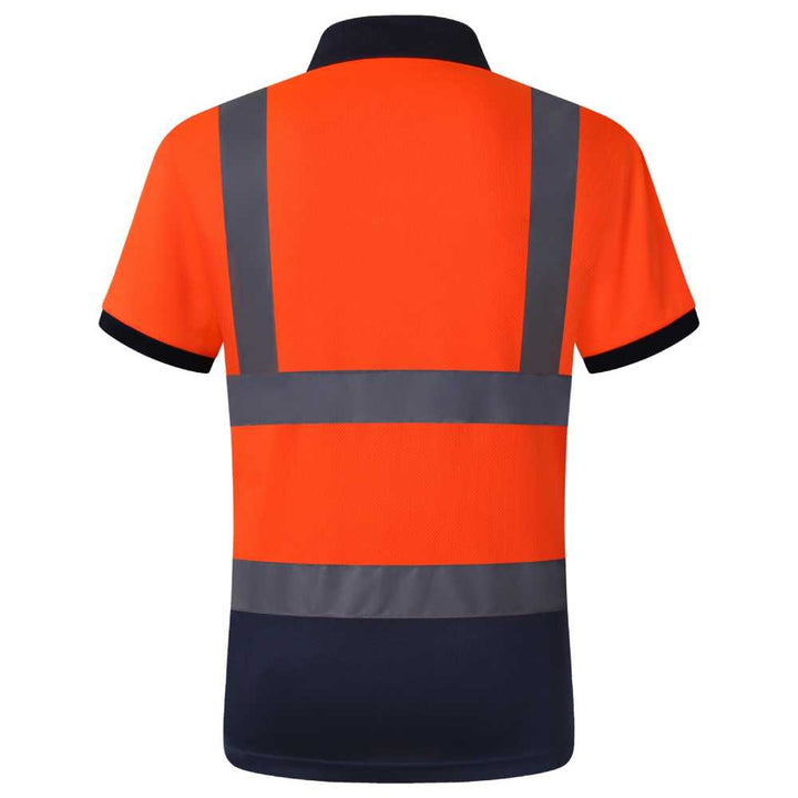 JKSafety Hi-Vis Reflective Safety Polo Shirt Short Sleeve, Black Bottom (JKP066)