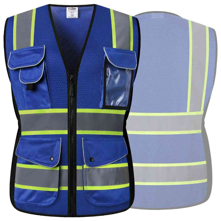 JKSafety 9 Pockets Women Mesh Two-Tone Hi-Vis Reflective Safety Vest (JK168-EV)