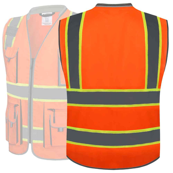 JKSafety 10 Pockets Two-Tone Hi-Vis Reflective Safety Vest (JK089-C2)