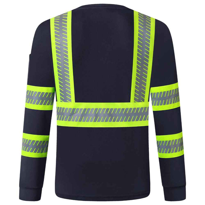 JKSafety Hi-Vis Two-Tone Safety Shirt with Long Sleeve, Crew Neck (JKT091)