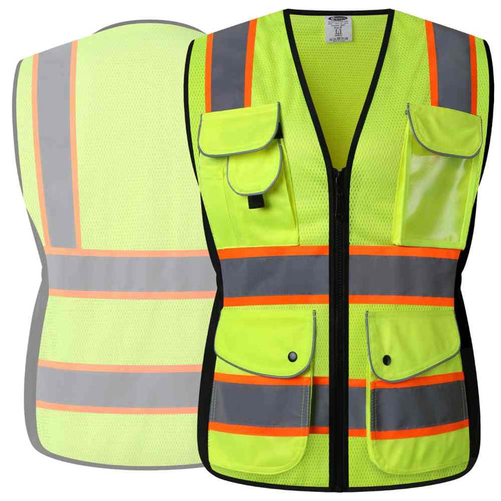 JKSafety 9 Pockets Women Mesh Two-Tone Hi-Vis Reflective Safety Vest (JK168-C2)