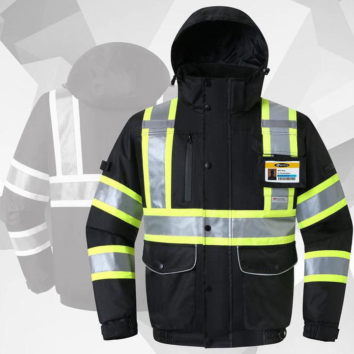 JKSafety 10 Pockets Waterproof Hi-Vis Reflective Winter Bomber Jacket (JK118-EV)