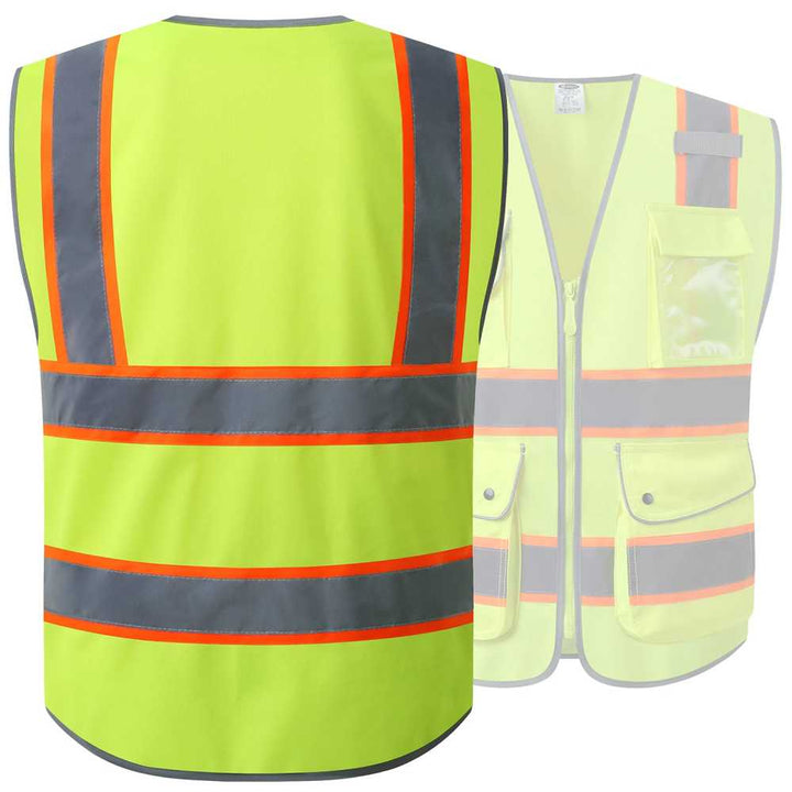 JKSafety 9 Pockets Two-Tone Hi-Vis Reflective Safety Vest (JK901-C2)