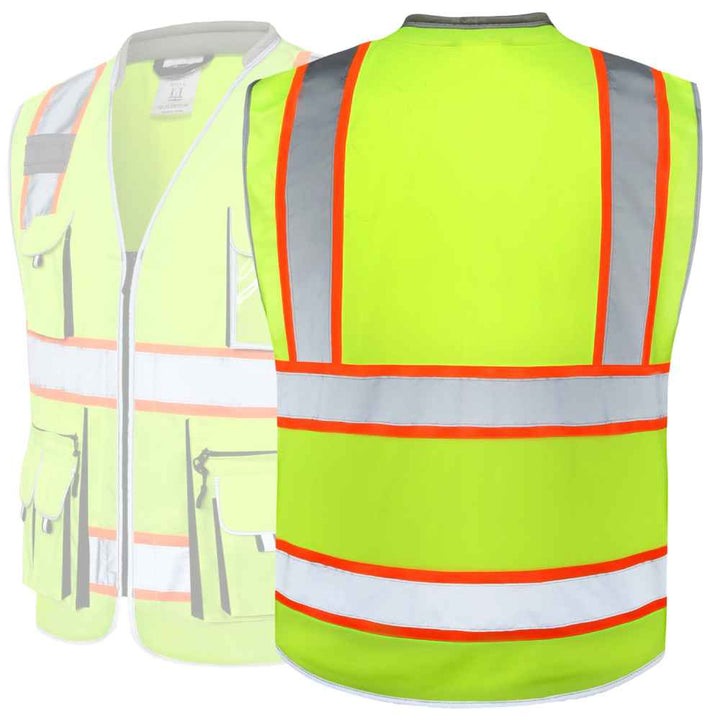 JKSafety 10 Pockets Two-Tone Hi-Vis Reflective Safety Vest (JK089-C2)