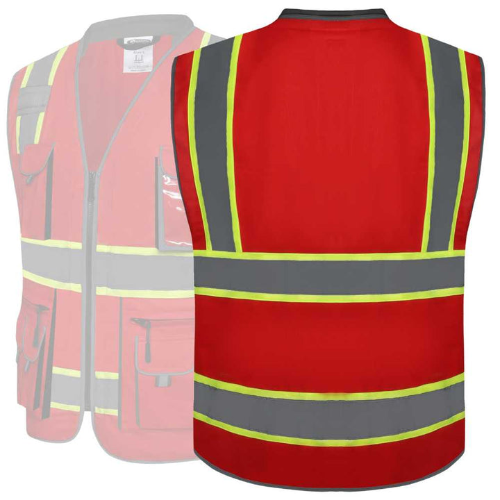 JKSafety 10 Pockets Two-Tone Hi-Vis Reflective Safety Vest (JK089-EV)