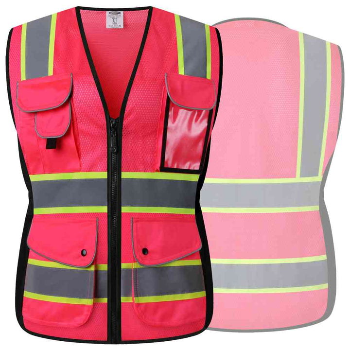 JKSafety 9 Pockets Women Mesh Two-Tone Hi-Vis Reflective Safety Vest (JK168-EV)