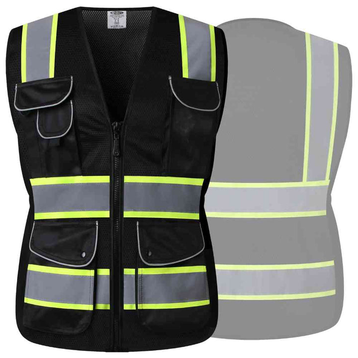 JKSafety 9 Pockets Women Mesh Two-Tone Hi-Vis Reflective Safety Vest (JK168-EV)