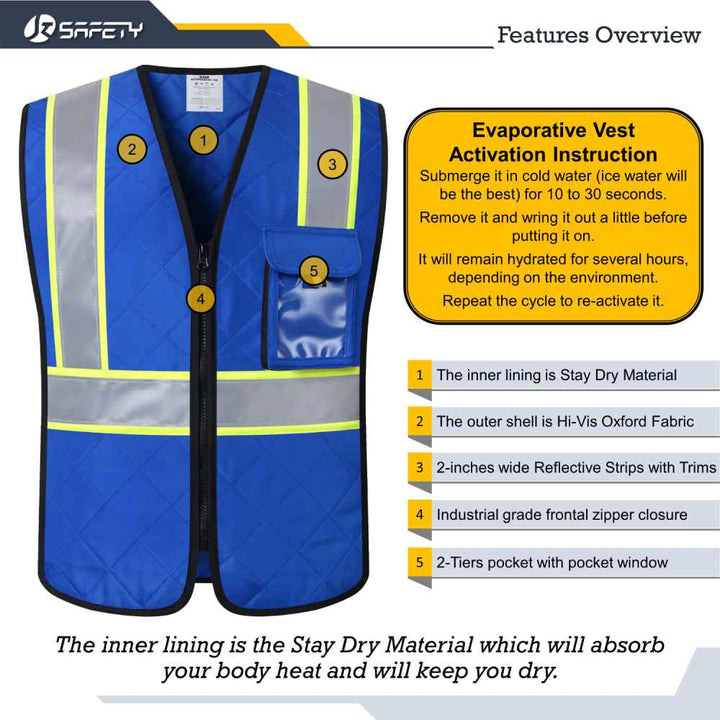 JKSafety Evaporative Cooling Hi-Vis Reflective Safety Vest (JKC129-EV)