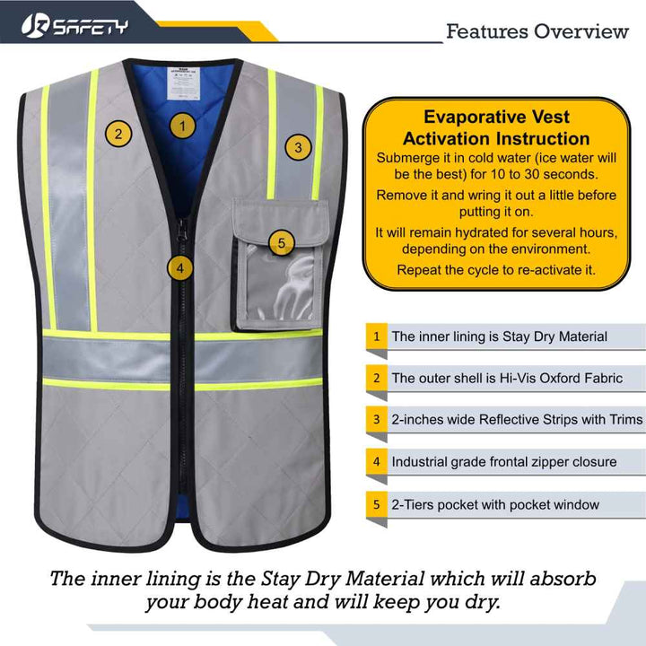 JKSafety Evaporative Cooling Hi-Vis Reflective Safety Vest (JKC129-EV)