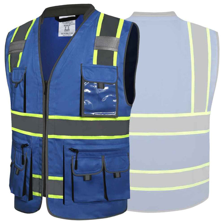 JKSafety 10 Pockets Two-Tone Hi-Vis Reflective Safety Vest (JK089-EV)