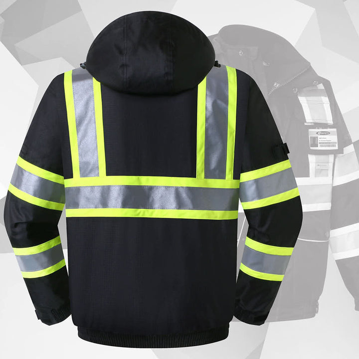 JKSafety 10 Pockets Waterproof Hi-Vis Reflective Winter Bomber Jacket (JK118-EV)