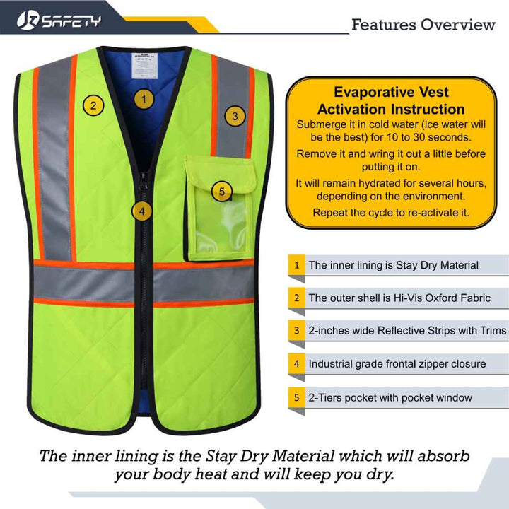 JKSafety Evaporative Cooling Hi-Vis Reflective Safety Vest (JKC129-C2)