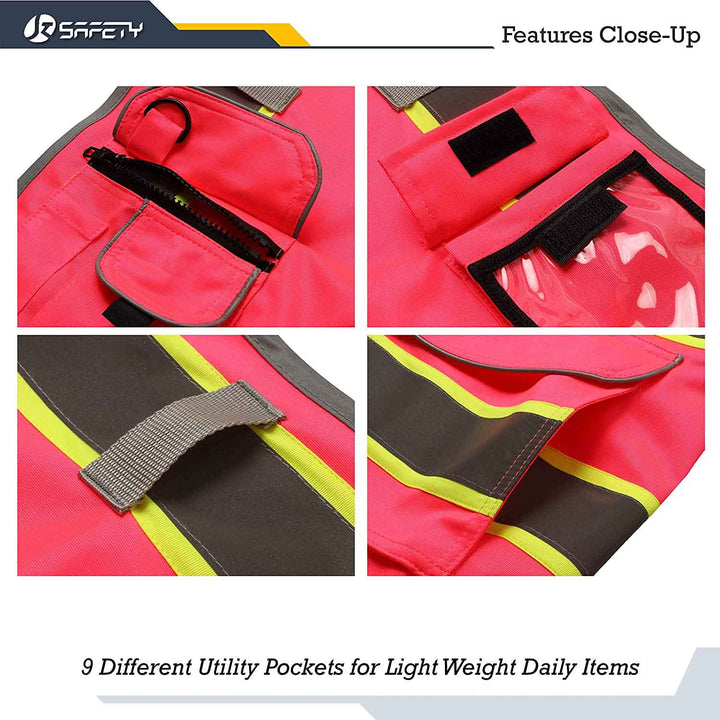 JKSafety 9 Pockets Two-Tone Hi-Vis Reflective Safety Vest (JK901-EV)