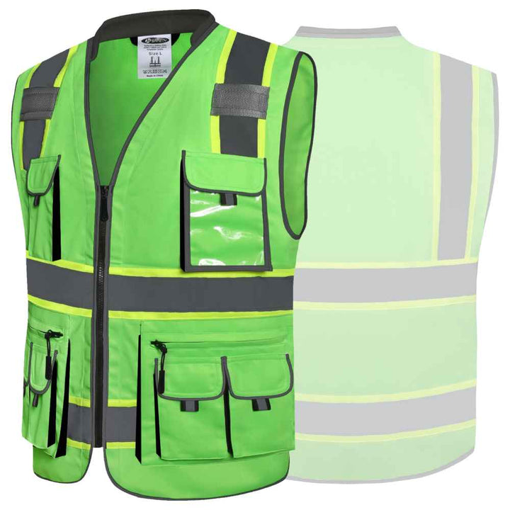 JKSafety 10 Pockets Two-Tone Hi-Vis Reflective Safety Vest (JK089-EV)