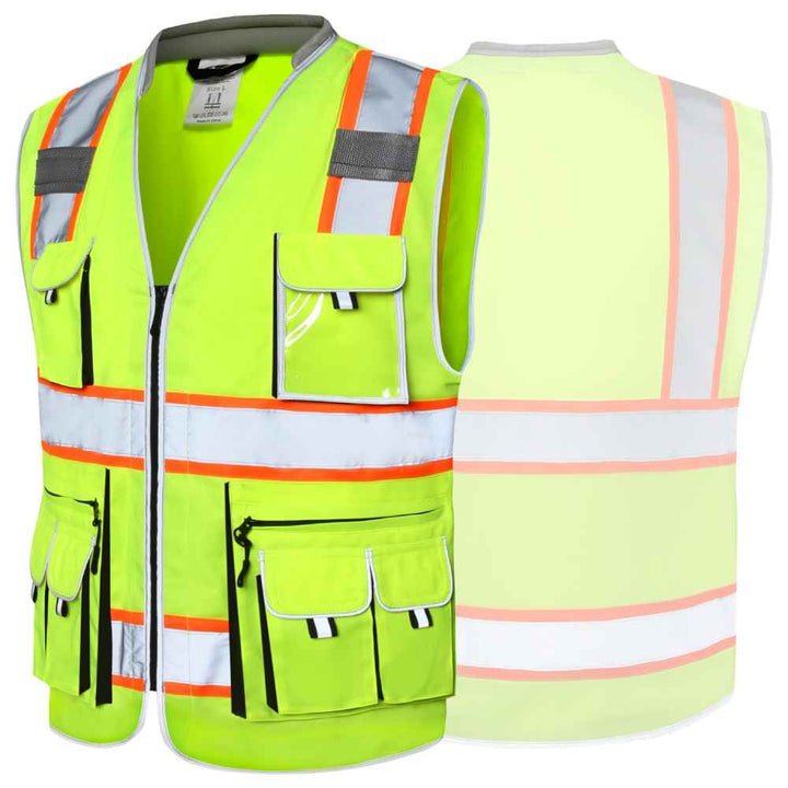 JKSafety 10 Pockets Two-Tone Hi-Vis Reflective Safety Vest (JK089-C2)