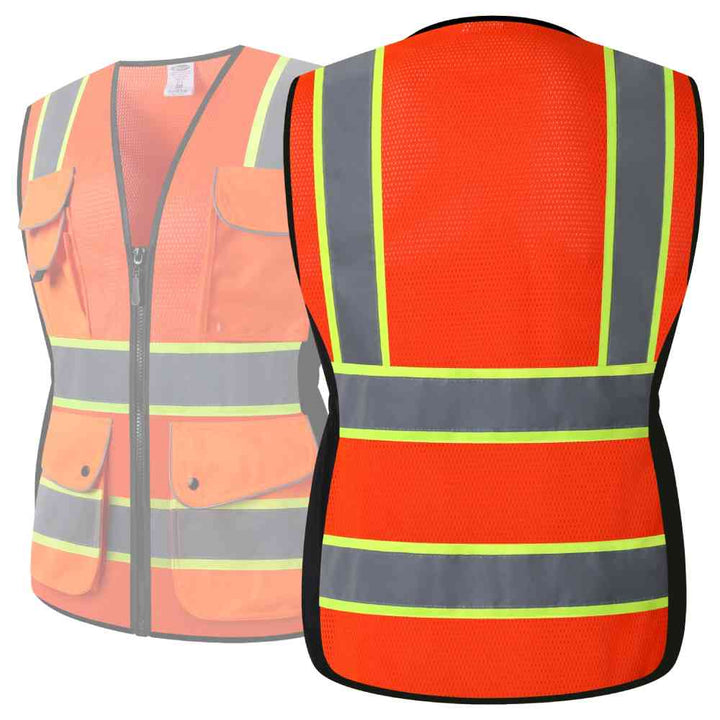 JKSafety 9 Pockets Women Mesh Two-Tone Hi-Vis Reflective Safety Vest (JK168-C2)