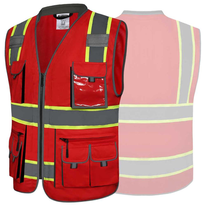 JKSafety 10 Pockets Two-Tone Hi-Vis Reflective Safety Vest (JK089-EV)