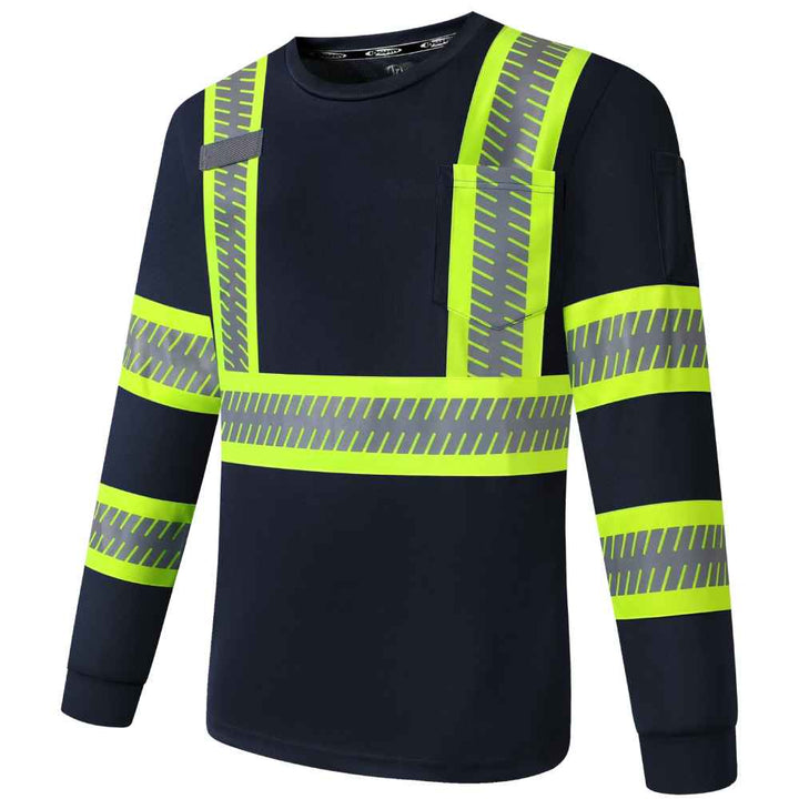 JKSafety Hi-Vis Two-Tone Safety Shirt with Long Sleeve, Crew Neck (JKT091)