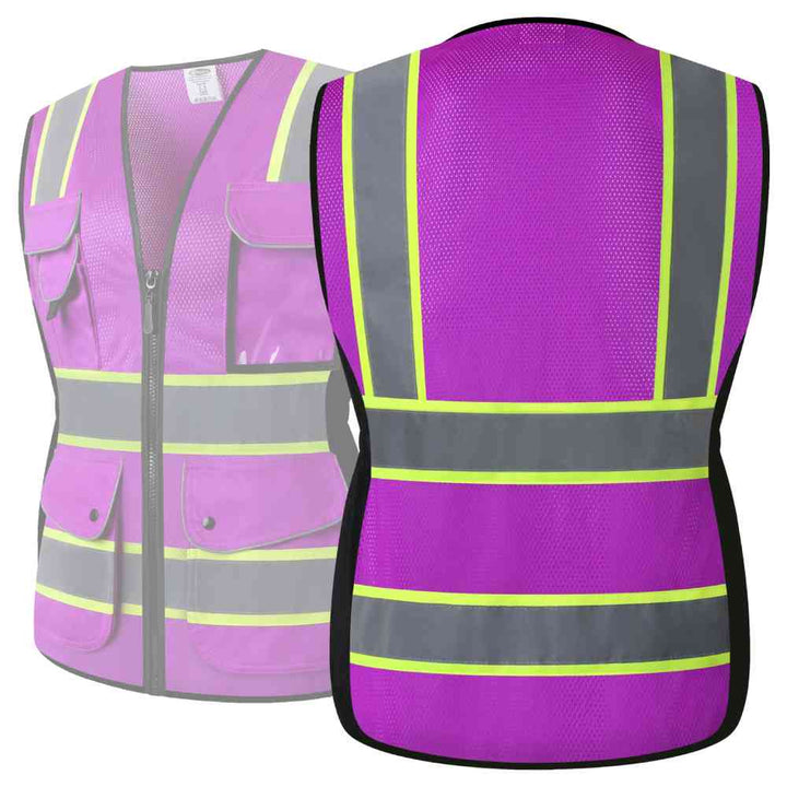 JKSafety 9 Pockets Women Mesh Two-Tone Hi-Vis Reflective Safety Vest (JK168-EV)