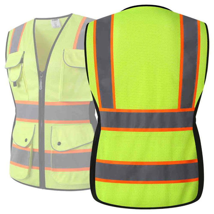 JKSafety 9 Pockets Women Mesh Two-Tone Hi-Vis Reflective Safety Vest (JK168-C2)