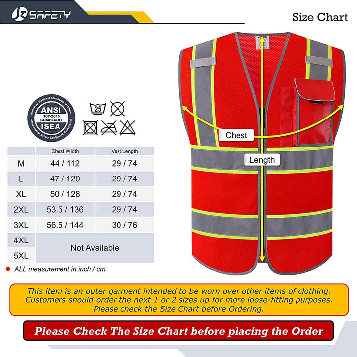 JKSafety 3 Pockets Mesh Two-Tone Hi-Vis Reflective Safety Vest (JK099-EV)