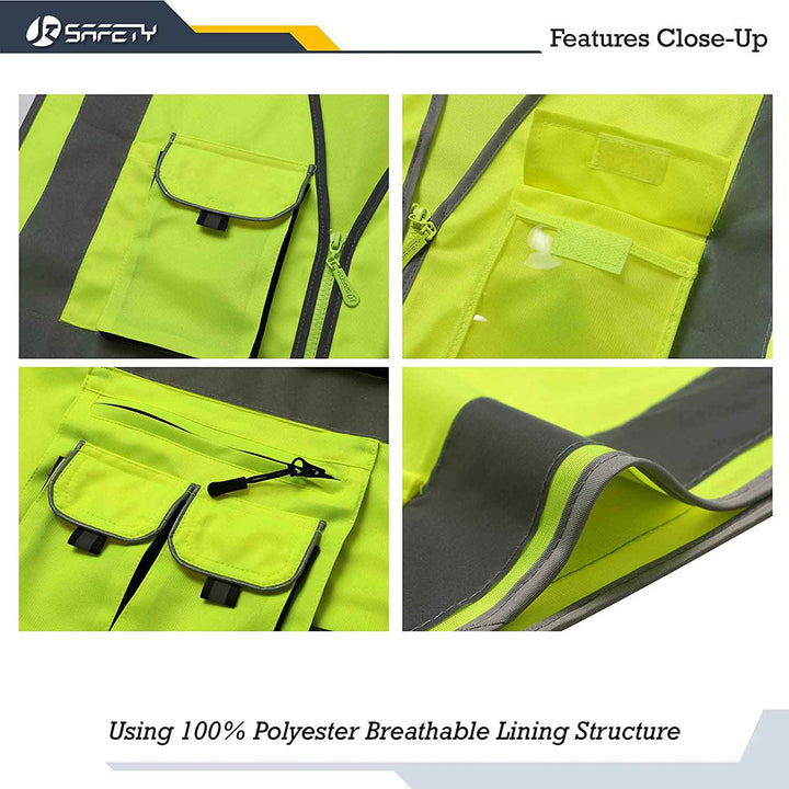 JKSafety 10 Pockets Hi-Vis Reflective Safety Vest (JK088-C2)