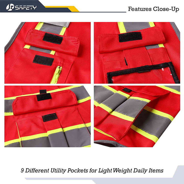 JKSafety 7 Pockets Two-Tone Hi-Vis Reflective Safety Vest (JK130)