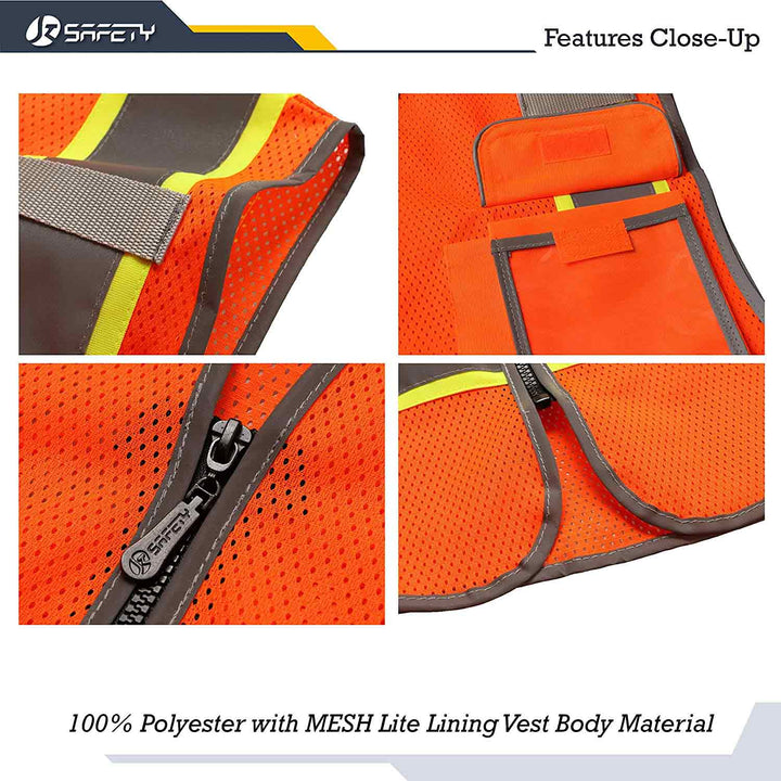 JKSafety 3 Pockets Mesh Two-Tone Hi-Vis Reflective Safety Vest (JK099-C2)