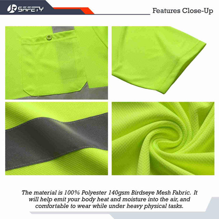 JKSafety Hi-Vis Reflective Safety Shirt Short Sleeve, Crew Neck (JKT077-C2)