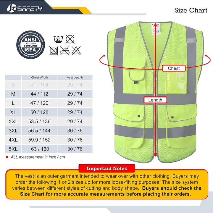 JKSafety 9 Pockets Mesh Hi-Vis Reflective Safety Vest, Security (JK200-SEC-C2)