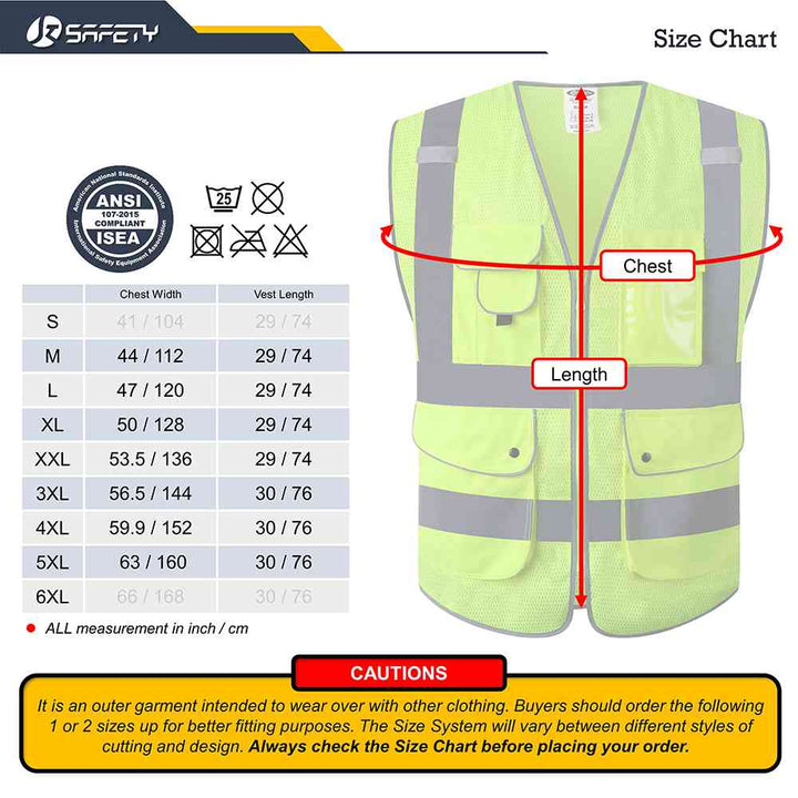 JKSafety 9 Pockets Mesh Hi-Vis Reflective Safety Vest (JK159)