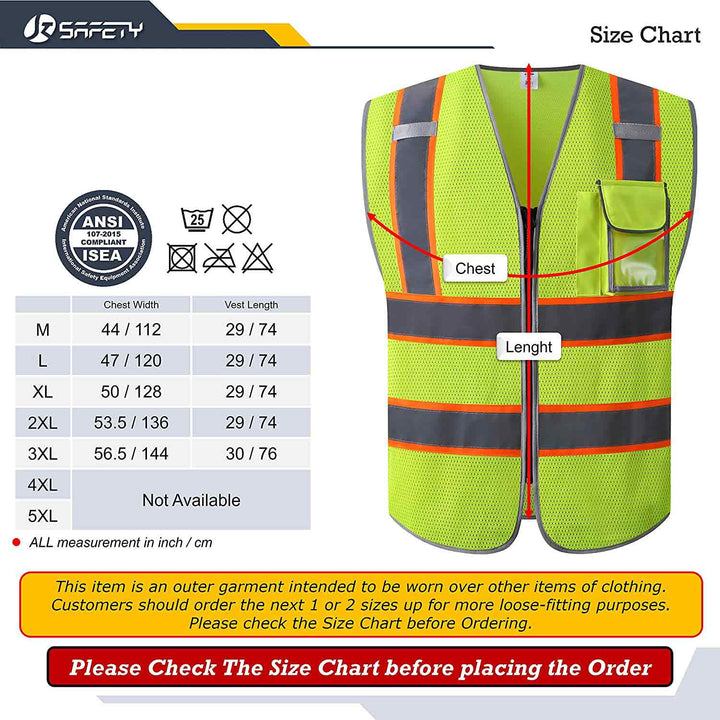 JKSafety 3 Pockets Mesh Two-Tone Hi-Vis Reflective Safety Vest (JK099-C2)