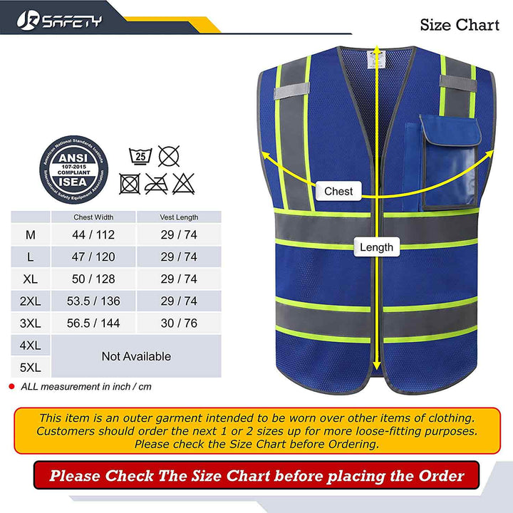 JKSafety 3 Pockets Mesh Two-Tone Hi-Vis Reflective Safety Vest (JK099-EV)