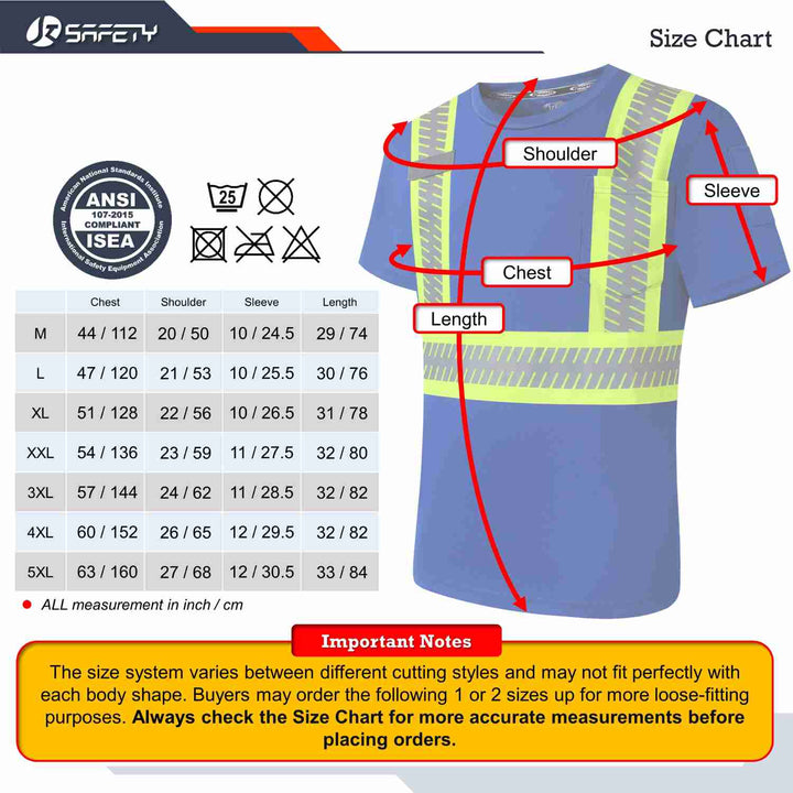 JKSafety Hi-Vis Two-Tone Safety Shirt with Short Sleeve, Crew Neck (JKT090)