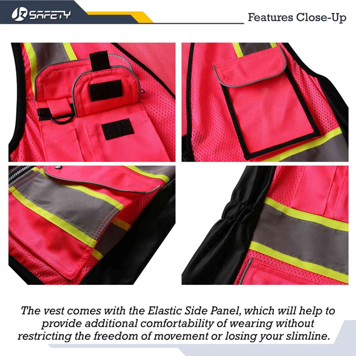 JKSafety 9 Pockets Women Mesh Two-Tone Hi-Vis Reflective Safety Vest (JK168-EV)